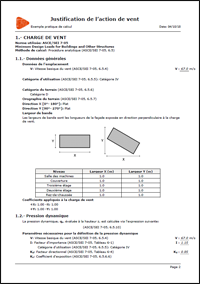 Récapitulatif de justification de l’action du vent